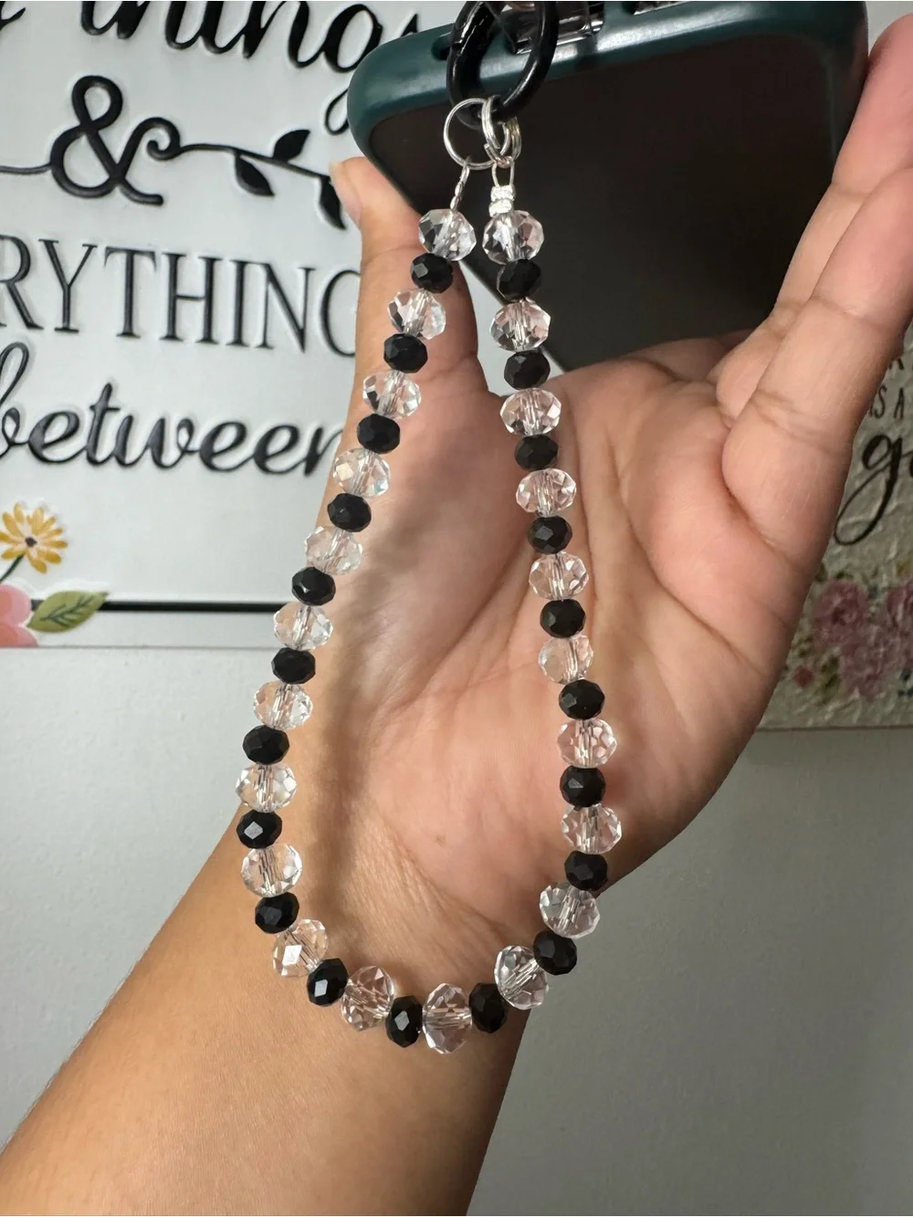Bling Bling Crystal and Black Phone/Key/Bag Chain #1064